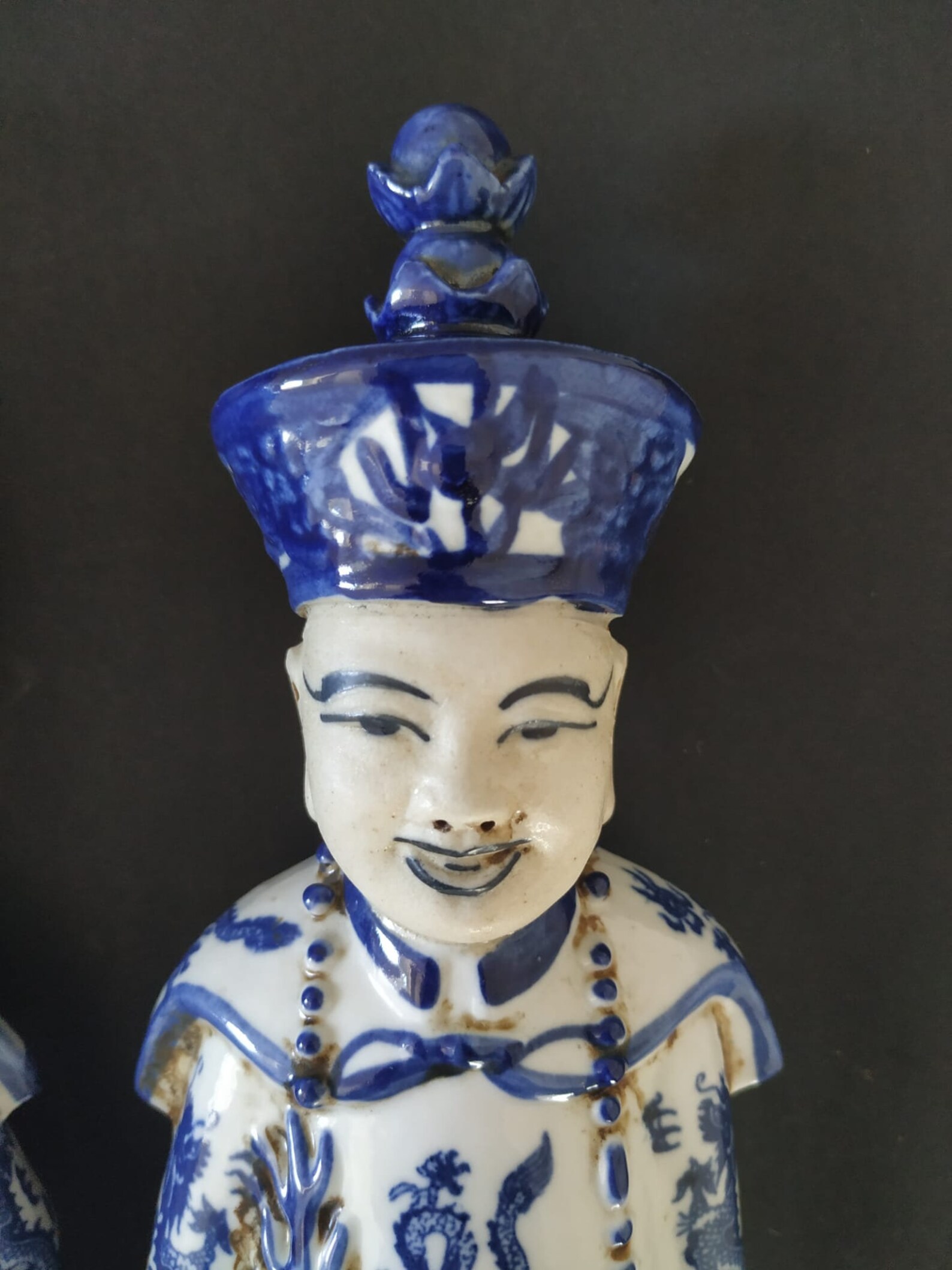 Set of Blue and White Porcelain Figurines of Three Emperors Etsy