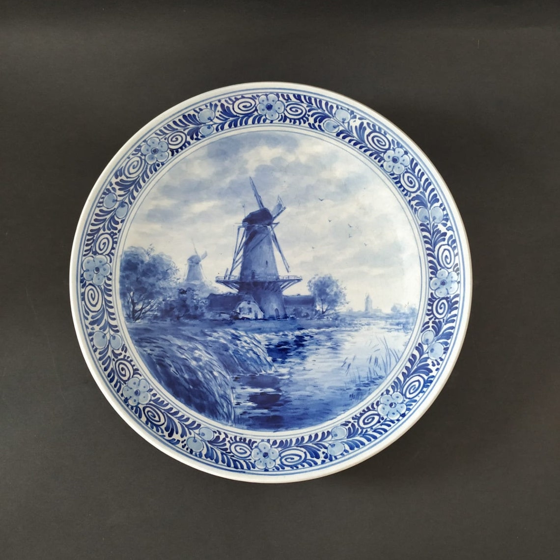 Delft Windmill Plate delft Bak C.J 1947 Etsy