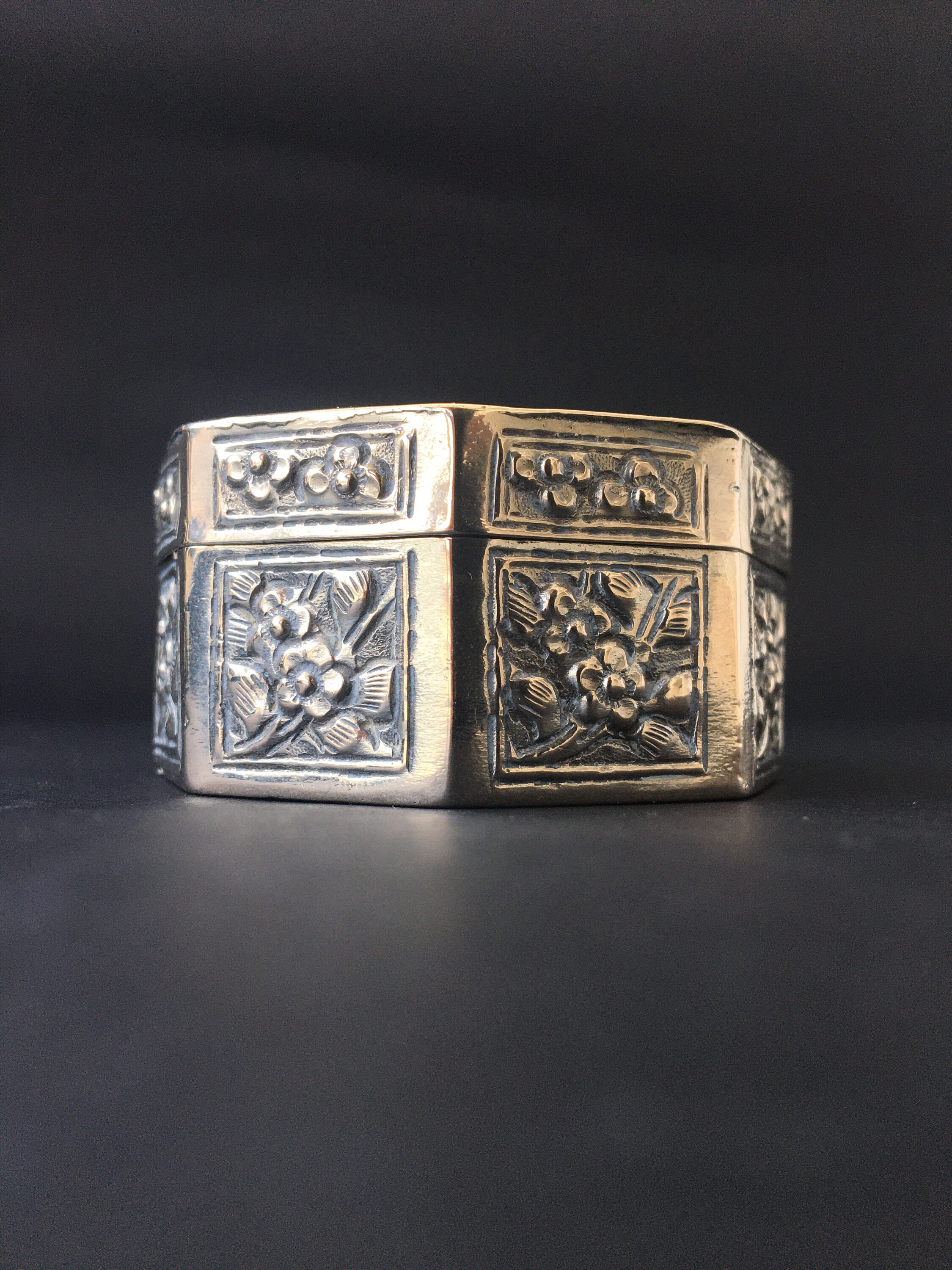 Small Chinese Silver Octagonal Box Floral and Bird Motifs - Etsy