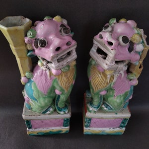 Pair of Chinese Porcelain Foo Dogs