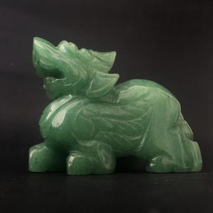 Figura de león de jade chino – Pi Xiu tallado a mano, amuleto de la suerte del Feng Shui