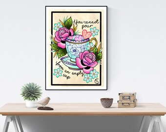 A4 Tattoo art digital print. Aspirational, Inspirational affirmation wall art