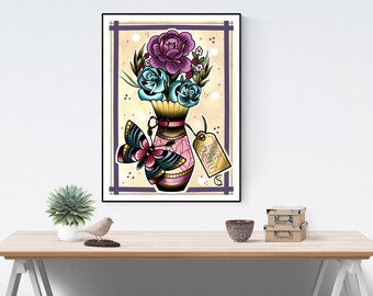 A4 Tattoo art digital print. Aspirational, Inspirational affirmation wall art