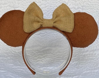 Fall Mouse Ears/ Brown Corduroy Mouse Ears/ Corduroy Mouse Ears/ Burlap Mouse Ears