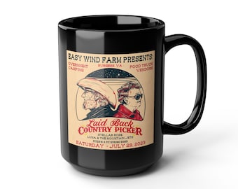Laid Back Country Picker with Luna! Black Mug, 15oz