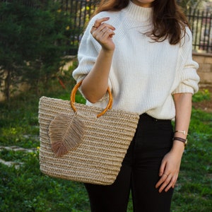 Jute Crochet bag Big wicker bag French basket Woven bag Wicker jute bag French market bag crochet shopper bag Beach bag jute Rattan