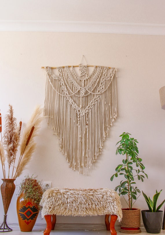 Large Macrame Wall Hanging - Boho Tapestry Macrame Wall Decor Art- Bohemian  Handmade Woven Tapestry Home Decoration for Wedding, Living Room and