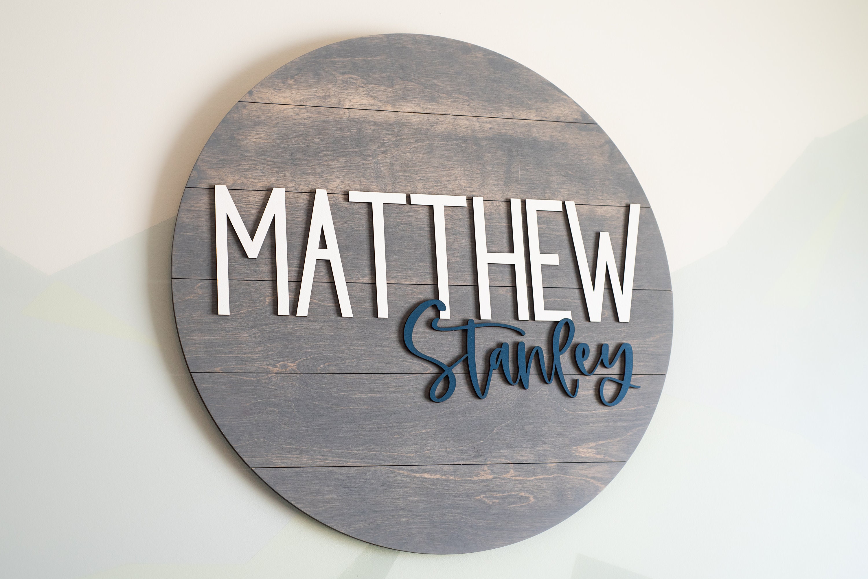 Round Nursery Name Sign for Boy Baby Boy Name Sign Baby Etsy