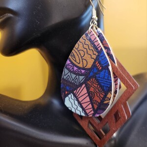 Multi colored Faux leather print Earrings - Handcrafted Earrings, Handcrafted Jewelry, Unique Jewelry, Creative Earrings, Dangle Earrings