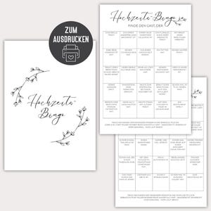 Wedding Bingo Modern Clean | Wedding game digital download PDF and PNG | Game for bride and groom and guests | Wedding | Party game bingo