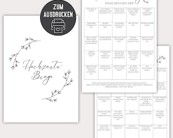 Wedding Bingo Modern Clean | Wedding game digital download PDF and PNG | Game for bride and groom and guests | Wedding | Party game bingo