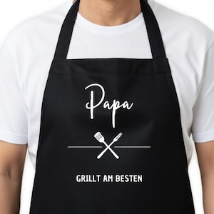 Papa grillt am besten Schürze – Grillschürze für Männer Vatertag Geschenk – BBQ Schürze Herren Baumwolle – Kochschürze Spruch Grillmeister