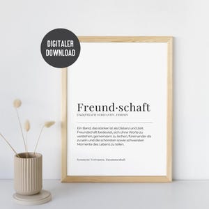 Download di poster di cartoline di definizione di amicizia | Regalo fidanzata fidanzato | Amici regalo di compleanno | PDF del regalo di Natale
