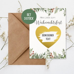 3 x Rubbelkarte Weihnachten | Gutschein Weihnachten inkl. Umschlag aus Naturpapier | Rubbellos | 3 Stück in DIN A6 (Weihnachten Grün)