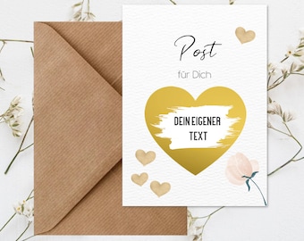 Carte à gratter à écrire sur soi en cadeau | Carte à gratter avec enveloppe en papier naturel | Carte à gratter | DIN A6 (courrier d'amour)