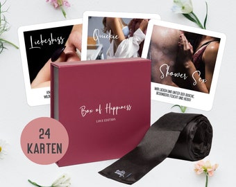 Erotik Gutschein Karten in Box inkl. Augenbinde | 24 Gutscheinkarten für Erotik & Spaß | Sex Gutscheine Geschenk zum Valentinstag