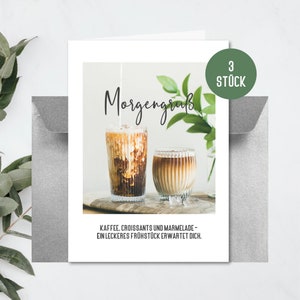 3 Stück Gutscheinkarten Frühstück, Brunch inkl. Umschläge – Geschenkidee für Freunde, Partner zu Weihnachten, Geburtstag, Valentinstag