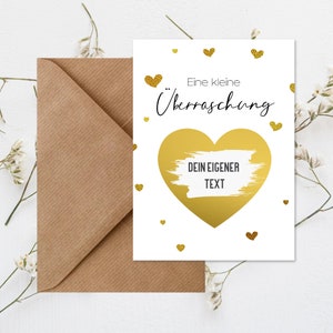 Rubbelkarte zum selber beschriften Herzen Gold zum Muttertag | Rubbelkarte inkl. Umschlag aus Naturpapier | Rubbellos | DIN A6 (Herzen Gold)