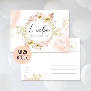 Ballonkarten Hochzeit im Boho Stil ab 25 Stk. | Luftballonflugkarten-Karten extra leichte Karten wetterfest & gelocht (Korall)
