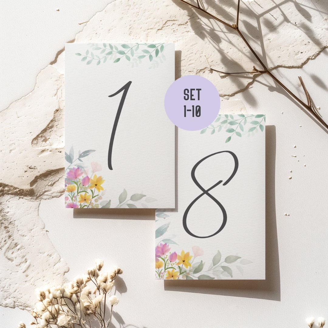 Números de mesa boda, bautizo, evento del 1 al 10 en set en diseño boho ...