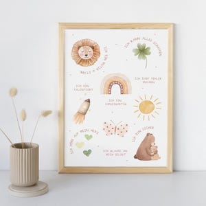 Poster Affirmation Kinder | Affirmationsposter Kinderzimmer | Poster als Geschenk für Jungs & Mädchen Geburt | Taufgeschenk (DIN A3)
