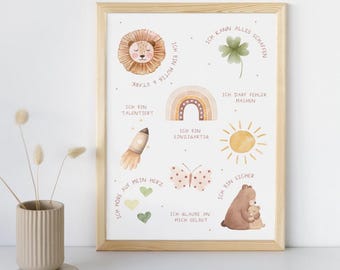 Affirmation Poster for Children | Affirmation Poster for Kids' Rooms | Poster as a Gift for Boys & Girls | Christening Gift (DIN A3)