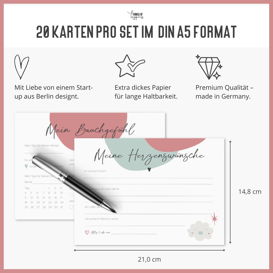 20 Babyparty Ratespielkarten - Lustige Tippkarten Für Gender Reveal & Babyshower