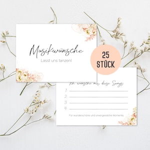 Musikwunschkarten Hochzeit Party Feier Geburtstag Fest | ab 25 Stück DJ Karten | Musikkarten, Musikwünsche, Partykarten DIN A7 (Koralle)