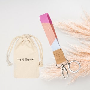 Schlüsselband Pink Orange mit Schlüsselring und Karabiner in silber und inklusive Geschenkverpackung | Geschenk Frau Freundin Kollegin