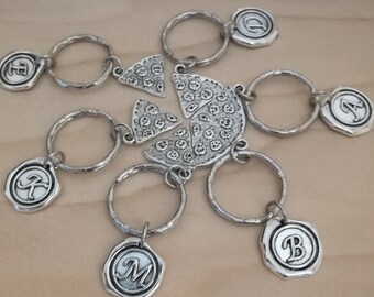Pizza Keychain: 3D Pizza Slice, Personalized Initial Charm
