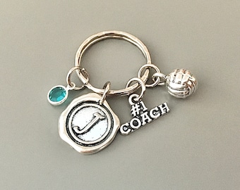 Llavero de entrenador de voleibol: dije con inicial personalizada, el regalo número 1 para entrenadores.