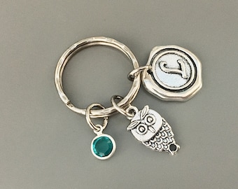 Personalized owl keychain owl gifts owl gift idea owl gift for woman men gift for teacher gift grandma keychain teacher keychain for woman