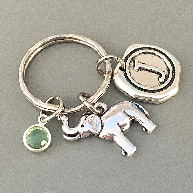 🎁 Personalized Elephant keychain elephant lucky keychain elephant gift ideas lucky gifts elephant lover gift elephant monogram keychain elephant keyring
