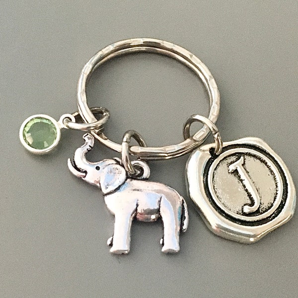 Elephant keychain elephant lucky keychain elephant gift ideas lucky gifts elephant lover gift elephant monogram keychain elephant keyring