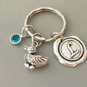 3D Duck keychain duck gift baby shower gift mom keychain baby keychain rubber ducky baby shower favors duck initial keychain for a new mom