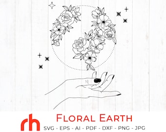 Download Floral Globe Svg Etsy