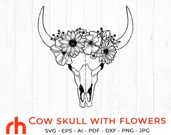 Download Floral Cow Skull Svg Etsy