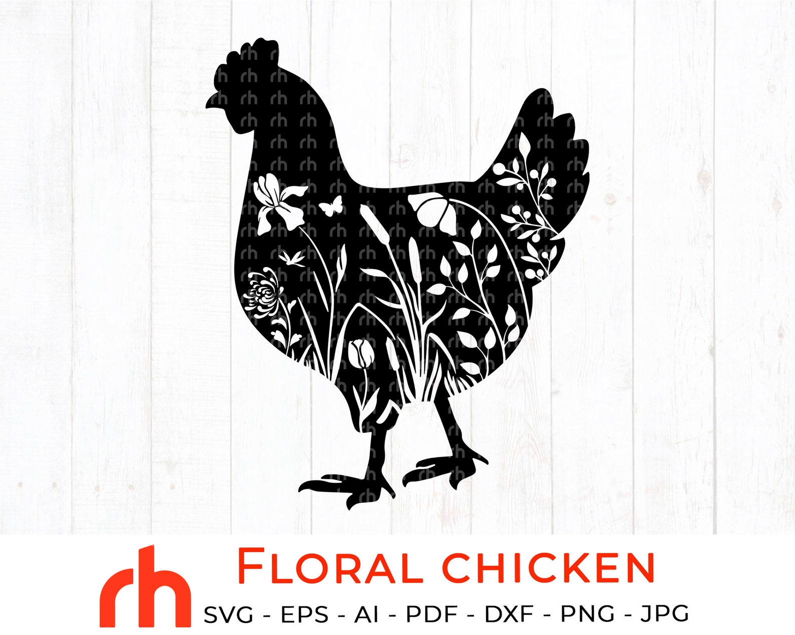 Floral chicken svg Flower chicken svg Farm life svg Etsy
