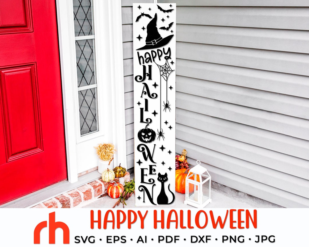 Happy Halloween SVG Porch Sign Cut File October Leaner DXF - Etsy