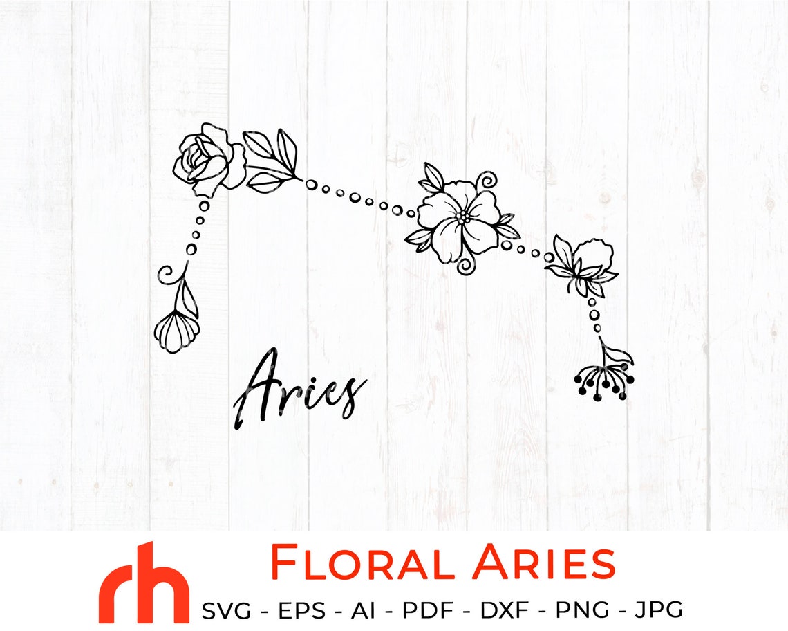 Download Flower Aries svg April birthday svg Wildflower zodiac svg | Etsy