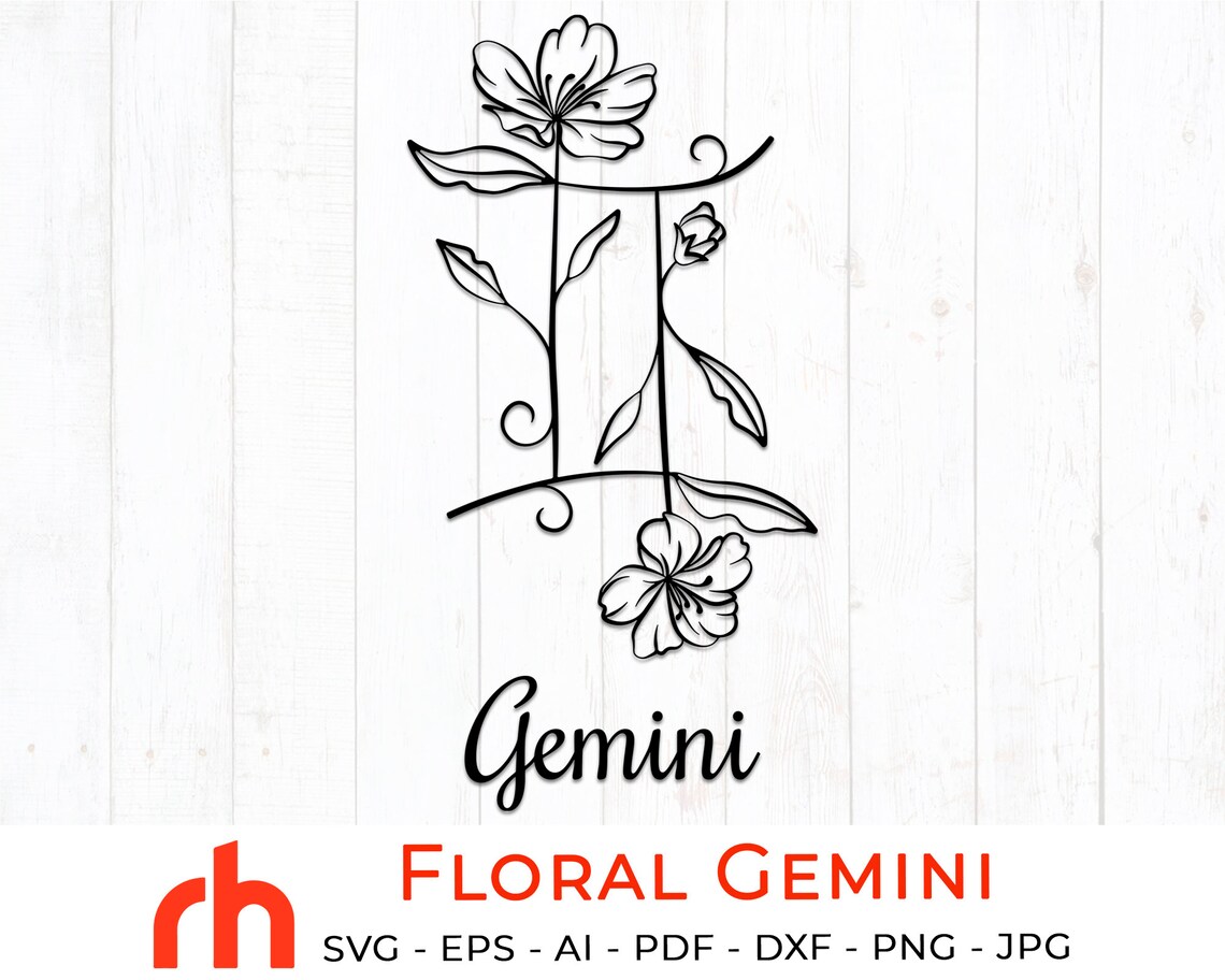Flower Gemini svg June birthday svg Wildflower zodiac svg Etsy