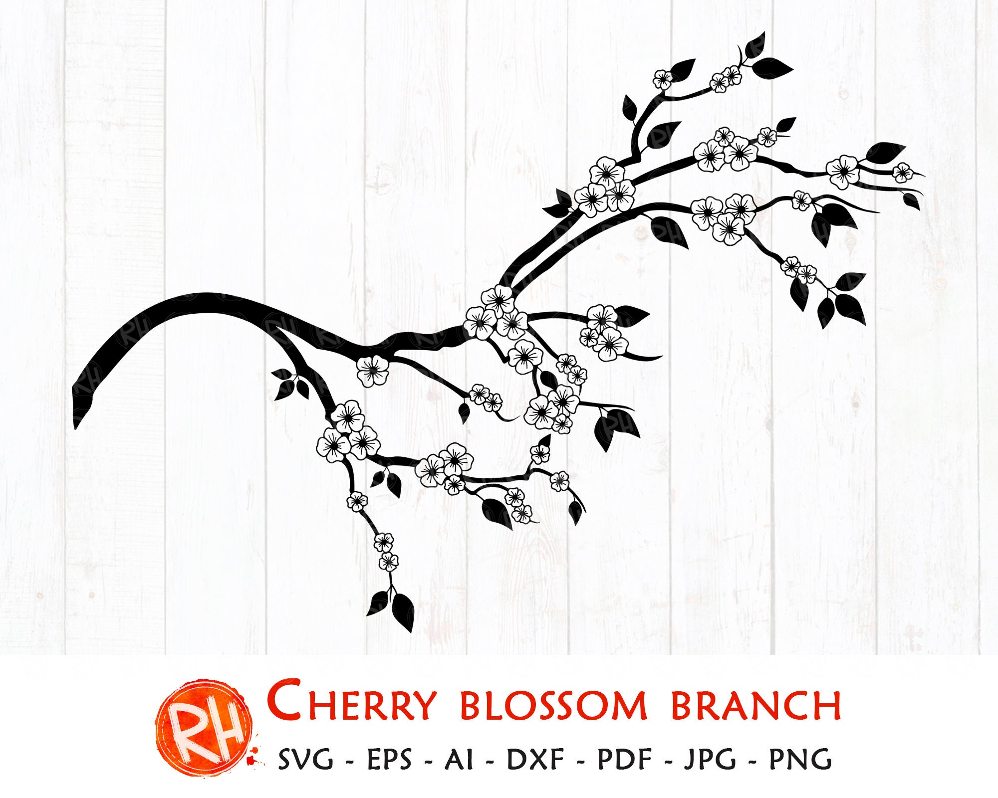 Cherry blossoms branch svg Sakura branch with flowers svg | Etsy