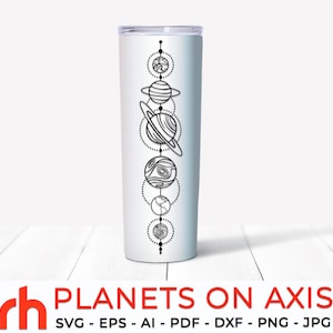 Planets on Axis SVG, Solar System DXF, Outer Space Cut File, Parade of Planets Vector