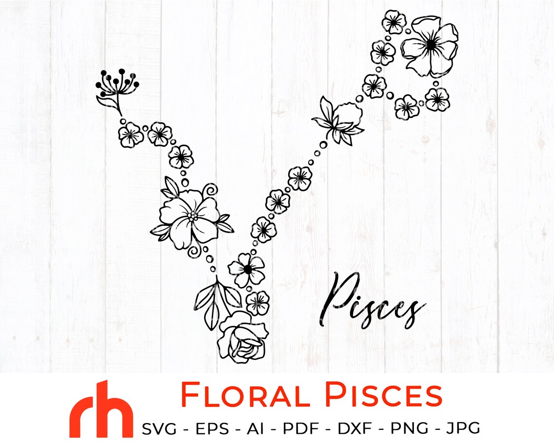 Flower Pisces Svg March Birthday Svg Wildflower Zodiac Svg Etsy