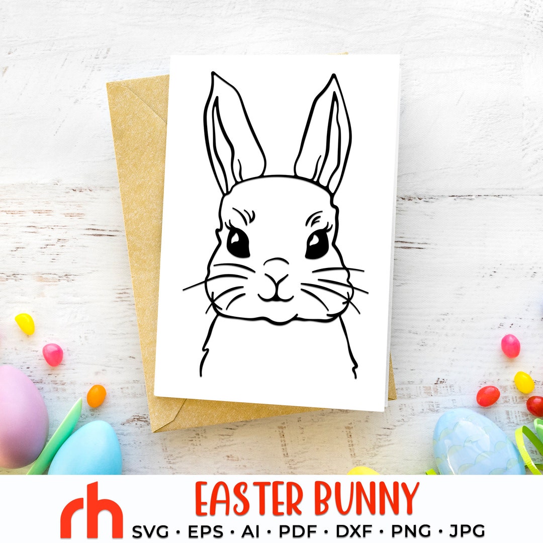 Easter Bunny SVG, Rabbit Face Cut File, Bunny Head DXF, Spring Decor