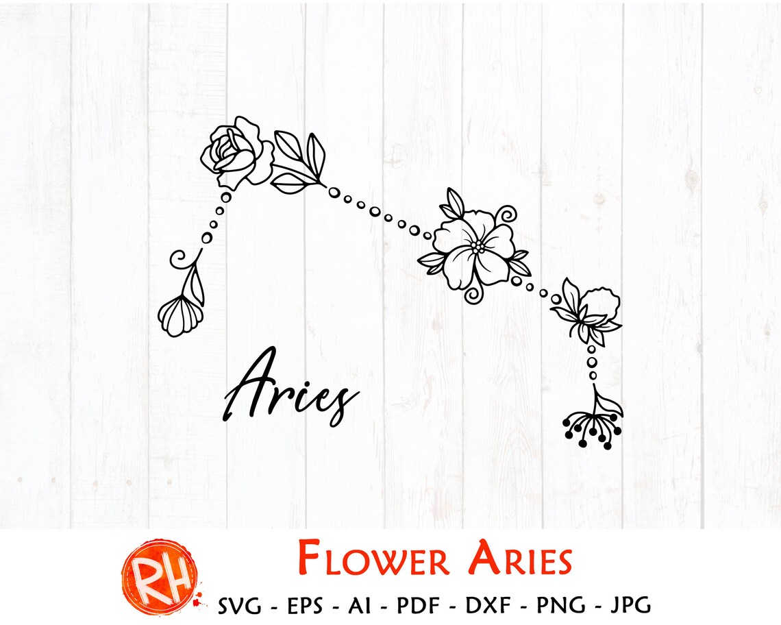 Flower Aries svg April birthday svg Wildflower zodiac svg Etsy