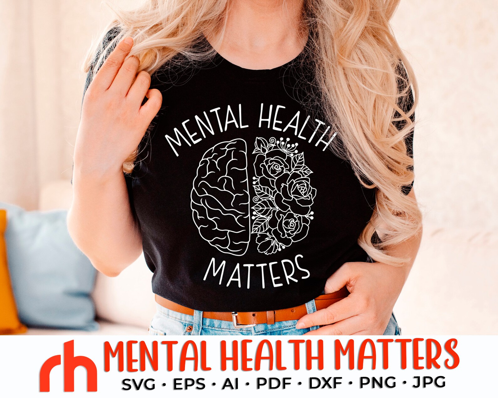 Mental Health Matters SVG Floral Brain Cut File Mind Health - Etsy