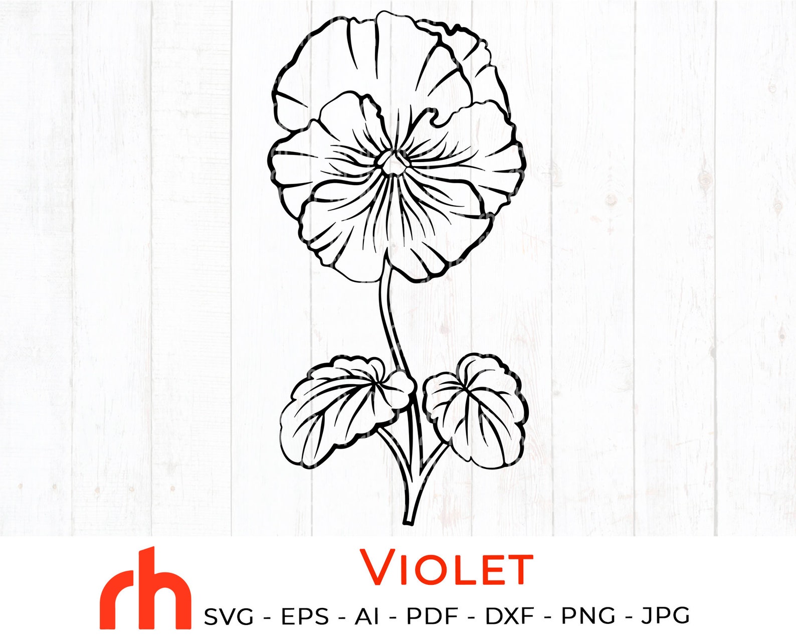 Violet svg February birth flower svg Pansies silhouette | Etsy