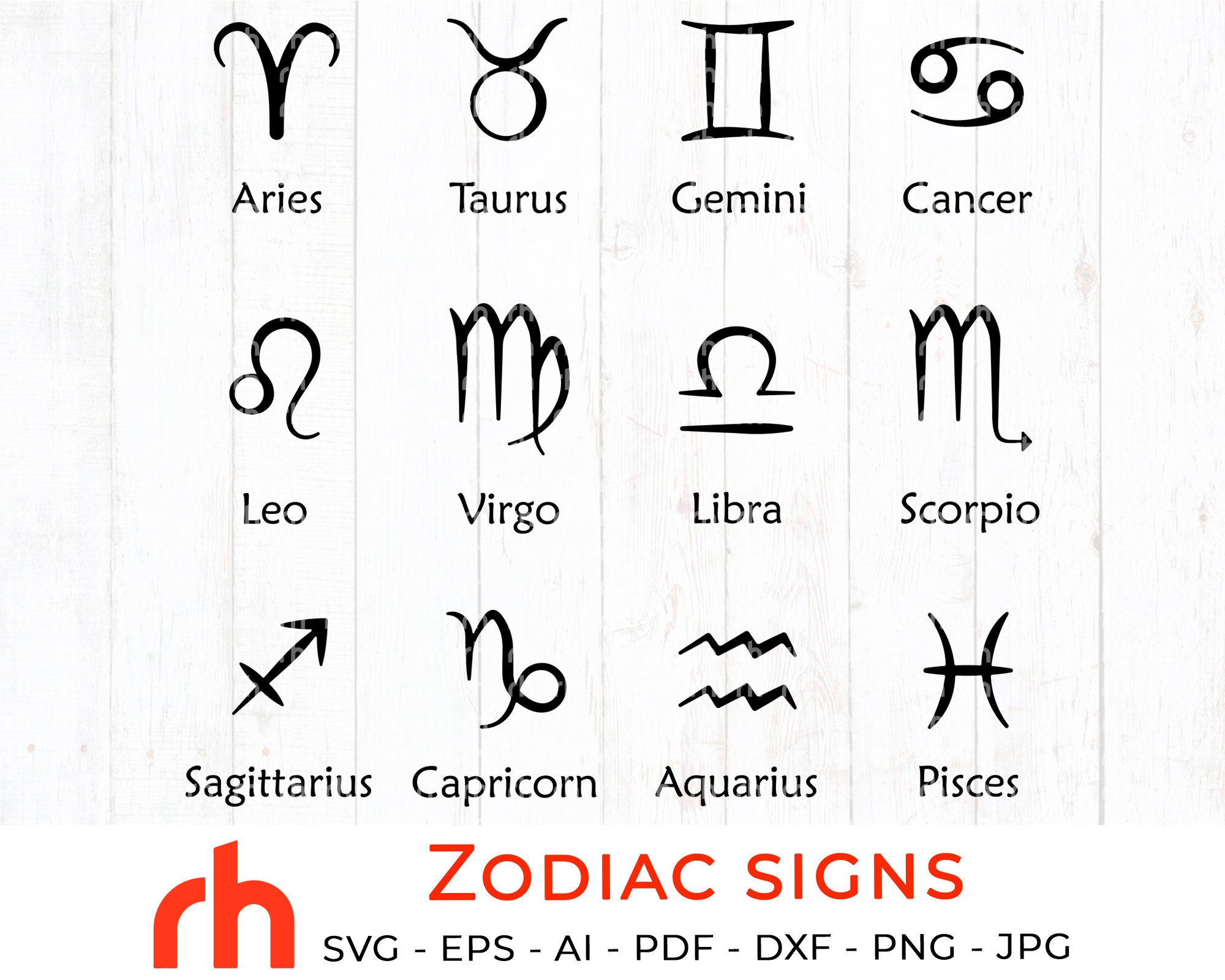 Zodiac signs svg Astrology signs svg Horoscope svg | Etsy