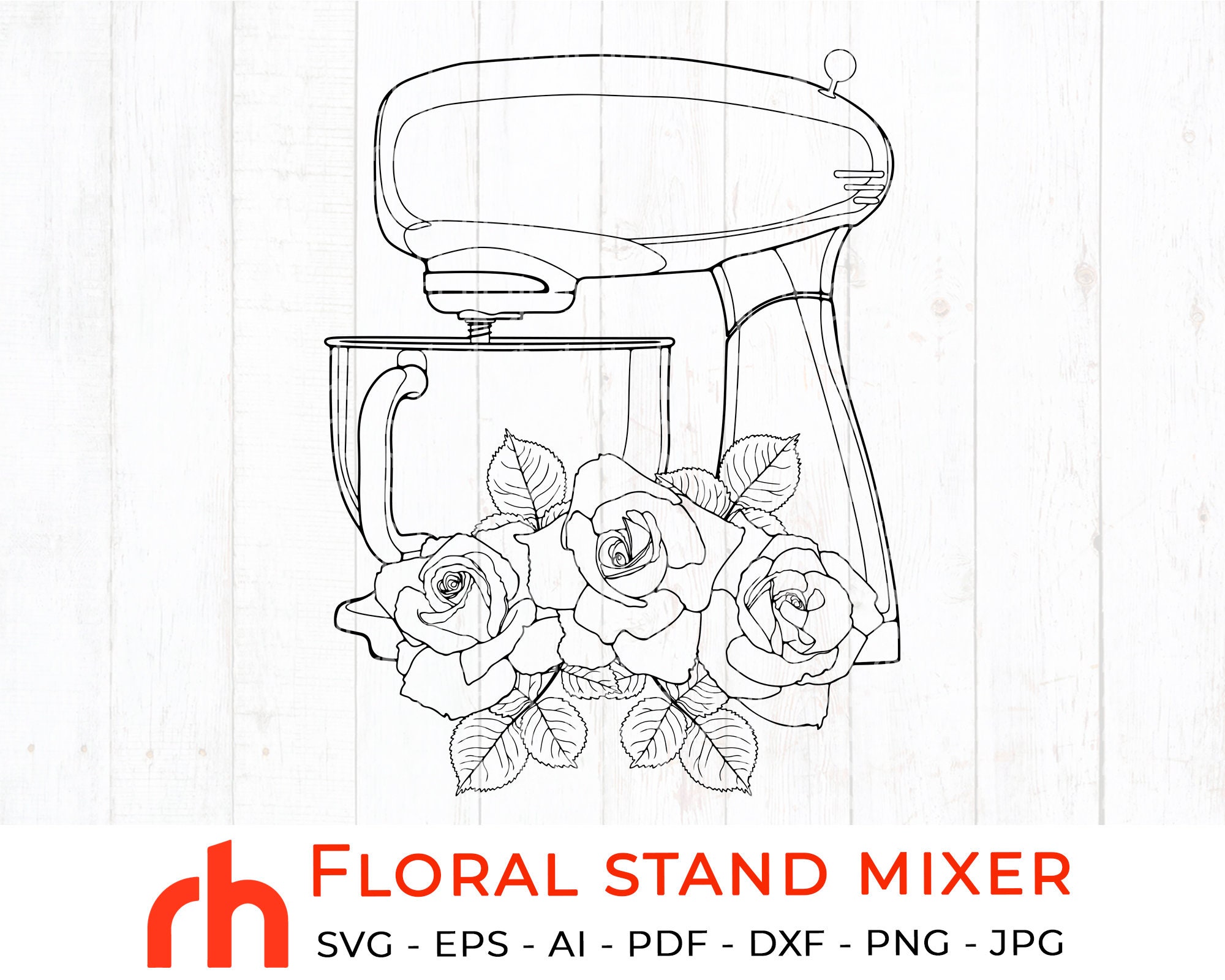 Floral stand mixer svg Kitchen stand mixer svg Baking svg Etsy